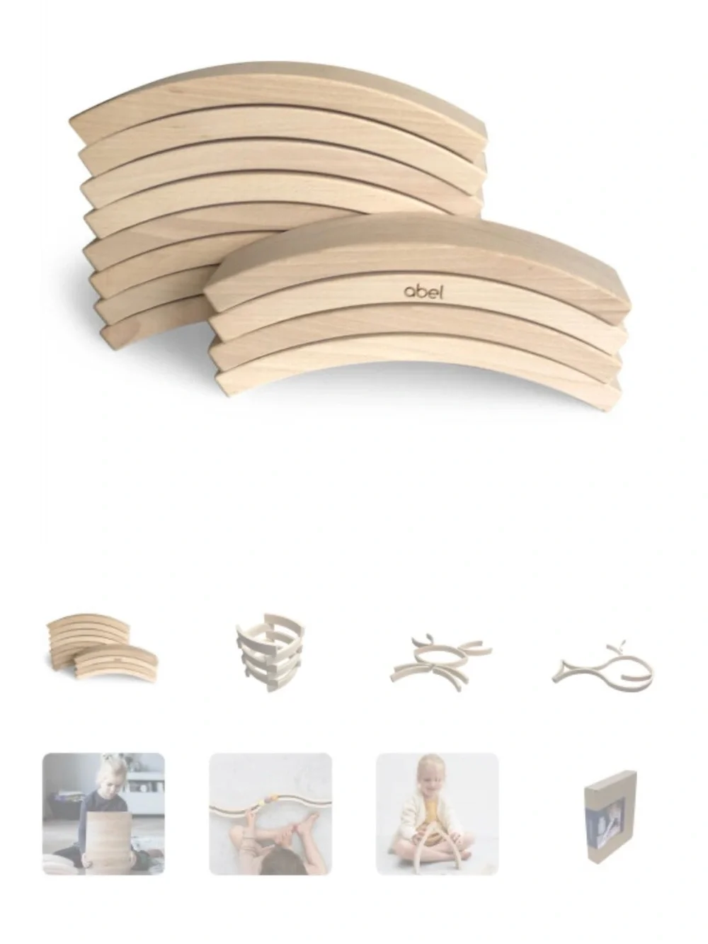 Abel Blocks 12 Wooden Open Play Playset - Natural NEW